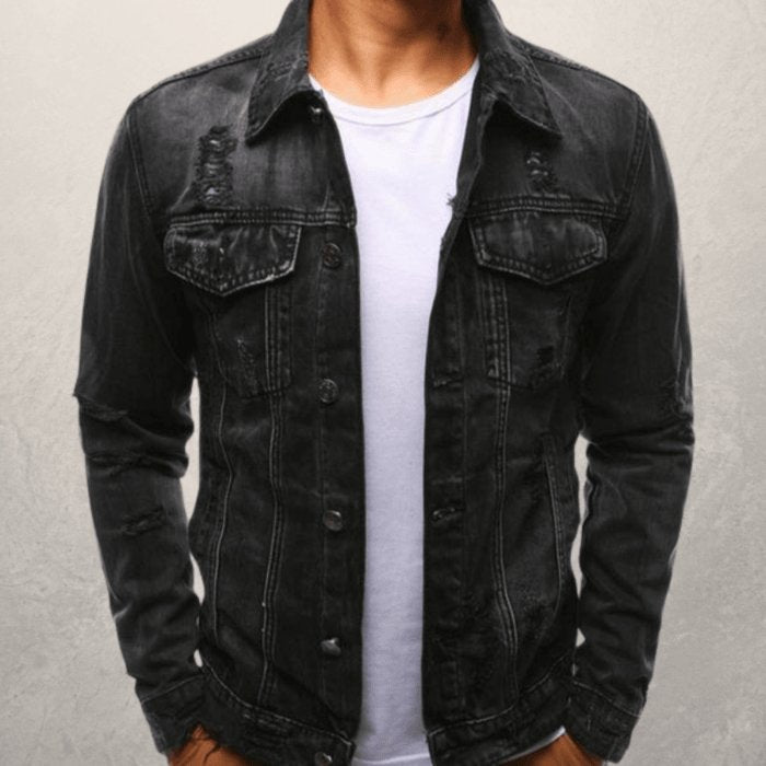 Exclusive Men Jeans Jacket — Black — Size 3XL — Alternate View 7