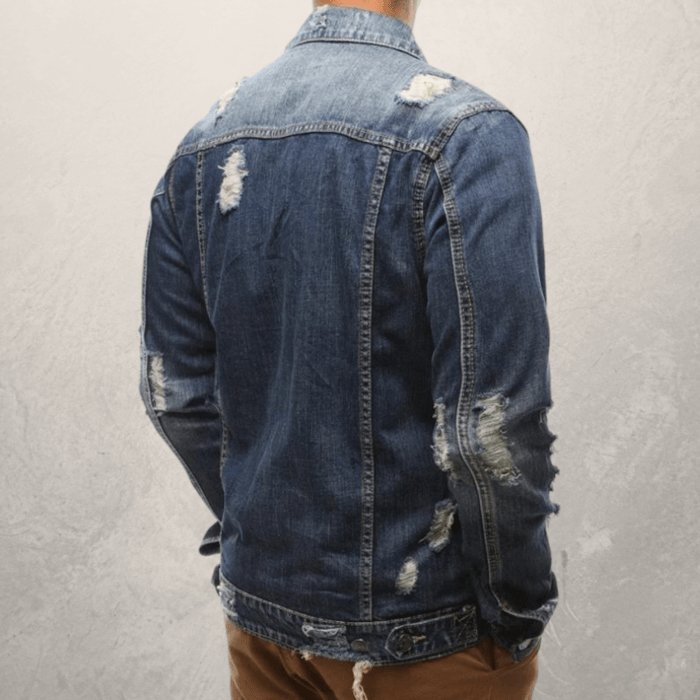 Exclusive Men Jeans Jacket — Black — Size 3XL — Side View