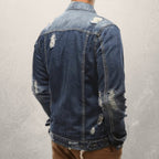 Exclusive Men Jeans Jacket — Black — Size 3XL — Side View