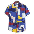 Exclusive Men s Geometric Print Shirt — Blue — Size 2XL — Back View