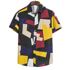 Exclusive Men s Geometric Print Shirt — Blue — Size 2XL — Detail View
