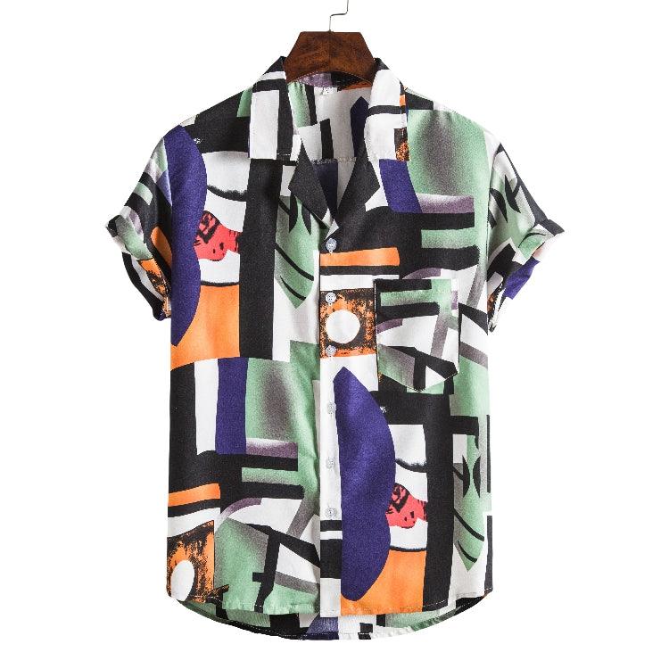 Exclusive Men Short sleeved beach shirts — 10Style — Size 3XL — Detail View