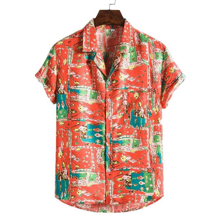 Exclusive Men Short sleeved beach shirts — 10Style — Size 3XL — Lifestyle View