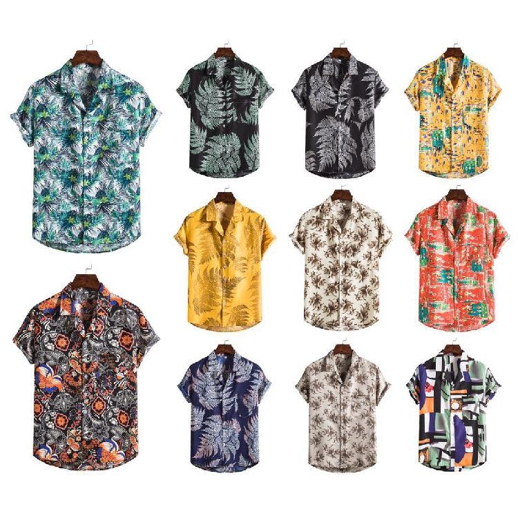 Exclusive Men Short sleeved beach shirts — 10Style — Size 3XL — Front View