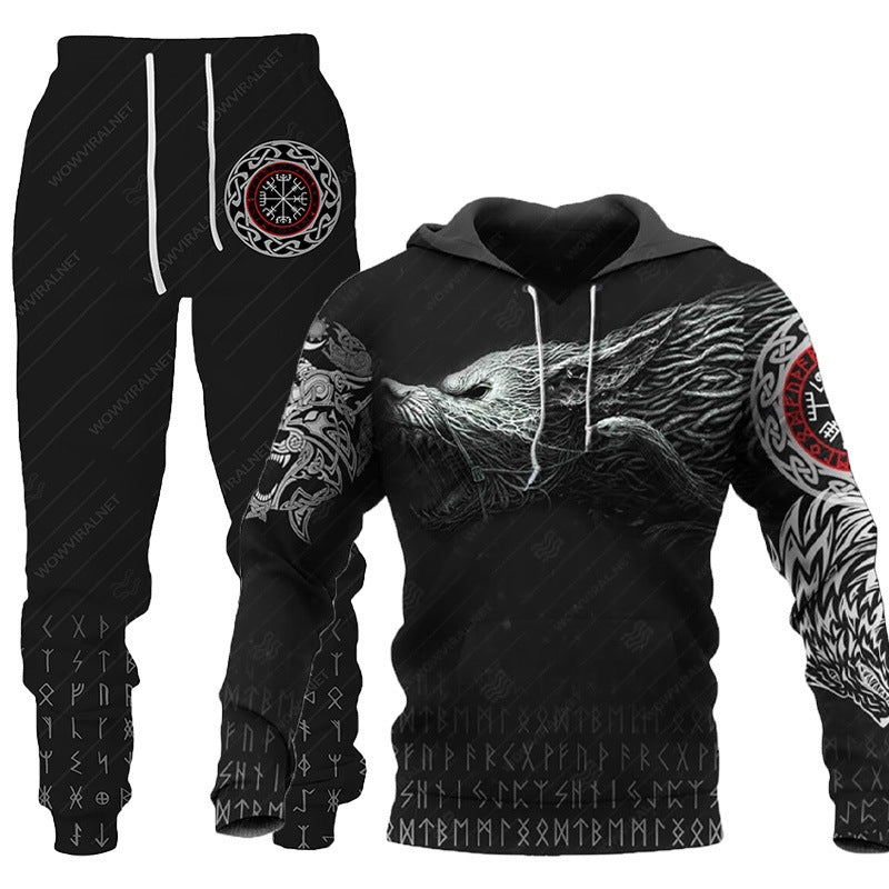 Exclusive Men Sportswear Hooded Sweatsuit Set — Set eight — Size 5XL — Top View