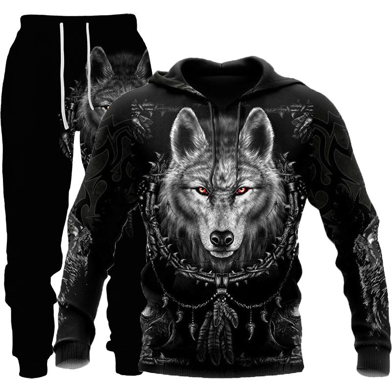 Exclusive Men Sportswear Hooded Sweatsuit Set — Set eight — Size 5XL — Back View