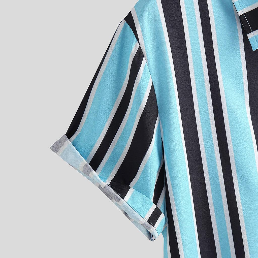 Exclusive Men’s Stripe Shirts | Classic & Versatile Style — 3XL — Size Blue — Back View