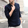 Exclusive Vintage White Linen Shirt — Navy Blue — Size 2XL — Front View