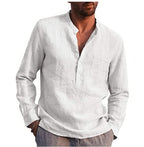 Exclusive Vintage White Linen Shirt — Navy Blue — Size 2XL — Lifestyle View