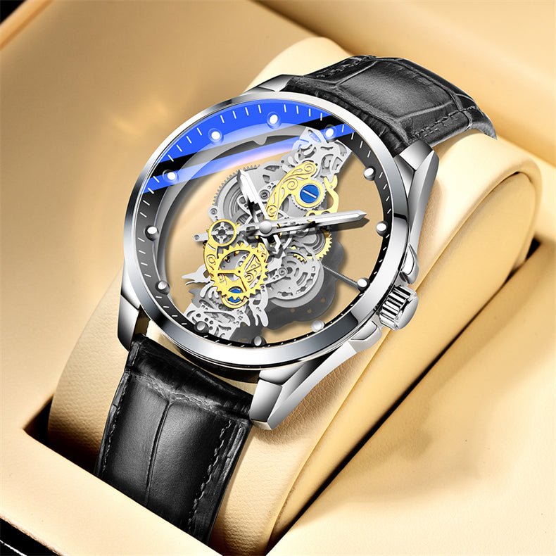 Exclusive Men Skeleton Watch | Automatic Mechanical Transparent — All gold steel — Alternate View 23