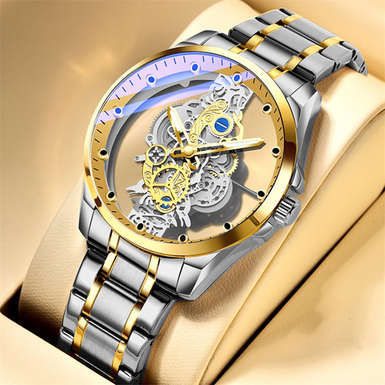 Exclusive Men Skeleton Watch | Automatic Mechanical Transparent — All gold steel — Alternate View 20