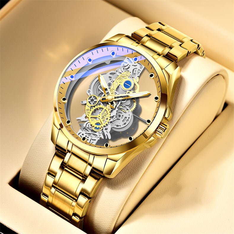 Exclusive Men Skeleton Watch | Automatic Mechanical Transparent — All gold steel — Alternate View 19