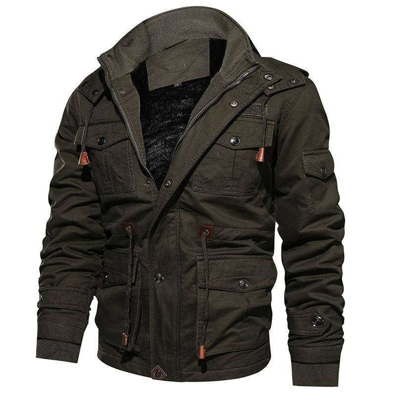 Exclusive Warm Fleece Winter Jacket for Men — Army Green — Size USA 3XL — Alternate View 8