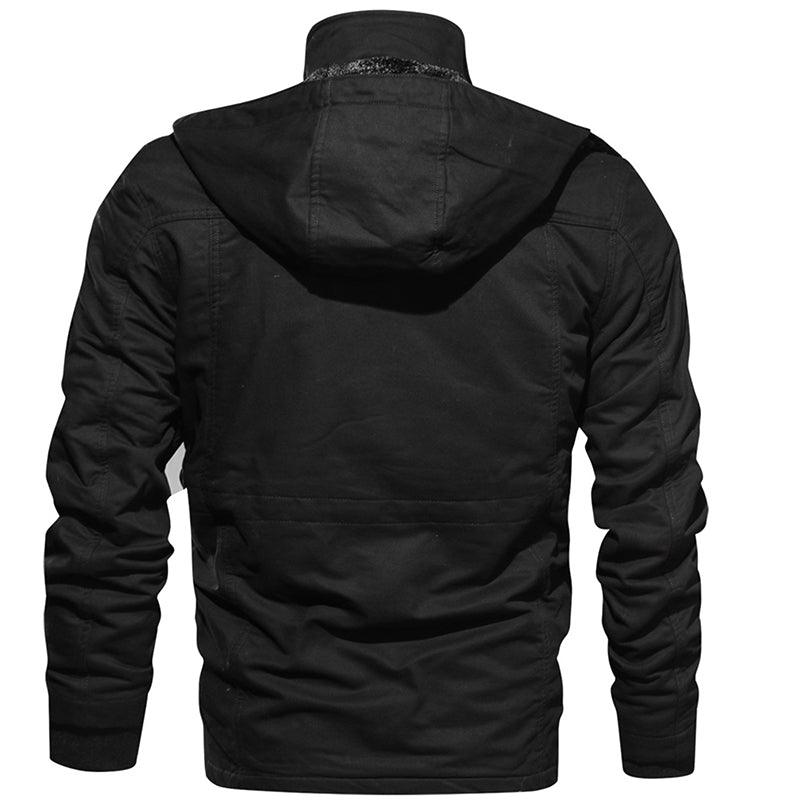 Exclusive Warm Fleece Winter Jacket for Men — Army Green — Size USA 3XL — Back View