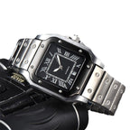Exclusive Men's 3-pin Quartz Square All-steel Watch — Style 1 — Detail View