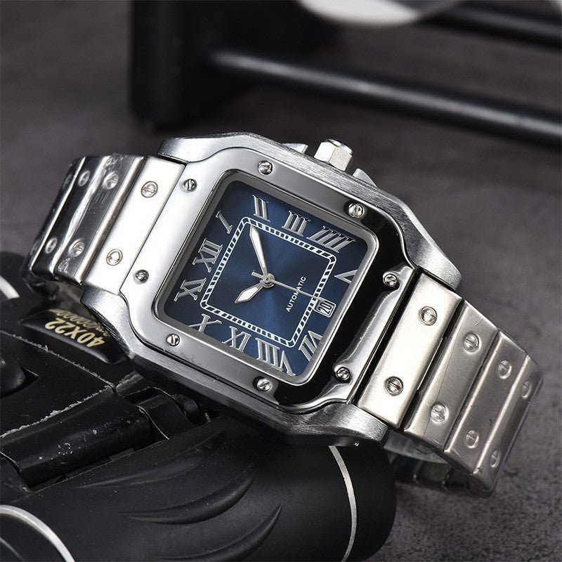 Exclusive Men's 3-pin Quartz Square All-steel Watch — Style 1 — Lifestyle View