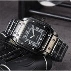 Exclusive Men's 3-pin Quartz Square All-steel Watch — Style 1 — Top View