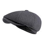 Exclusive Men's Cap With Warm Ear Protection Beret — Black — Size M — Detail View