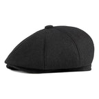 Exclusive Men's Cap With Warm Ear Protection Beret — Black — Size M — Side View
