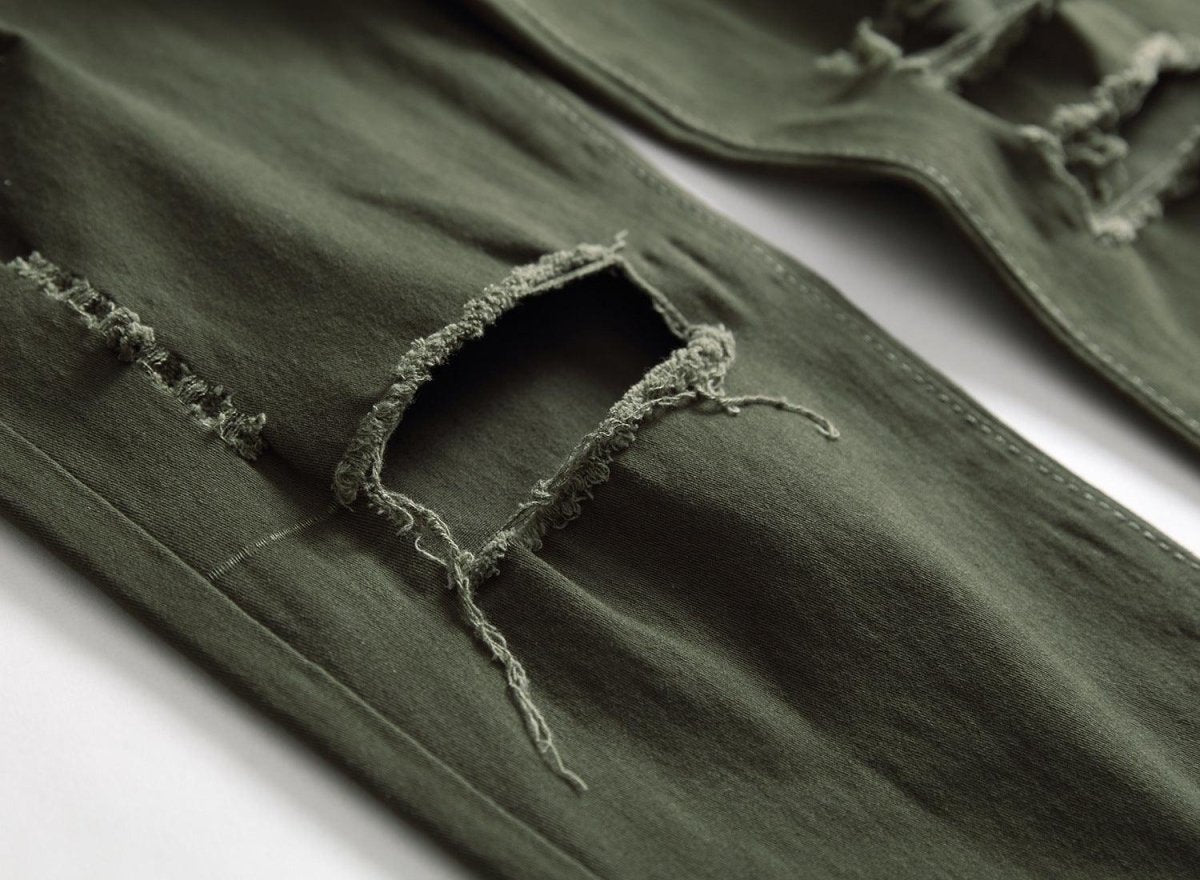 Exclusive Men's Casual Pants Large Ripped Slim Fit — Army Green — Size 30 — Alternate View 10
