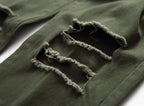Exclusive Men's Casual Pants Large Ripped Slim Fit — Army Green — Size 30 — Lifestyle View