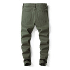 Exclusive Men's Casual Pants Large Ripped Slim Fit — Army Green — Size 30 — Top View