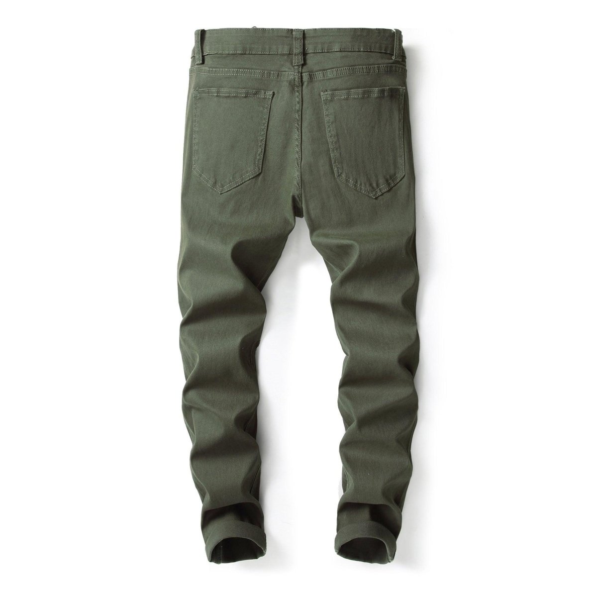 Exclusive Men's Casual Pants Large Ripped Slim Fit — Army Green — Size 30 — Top View