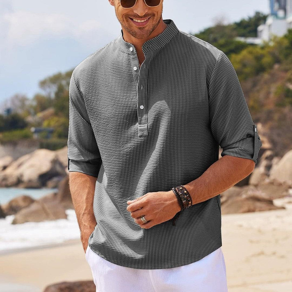 Exclusive Men's Casual Short Sleeve Shirts — Black — Size 2XL — Back View