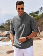 Exclusive Men's Casual Short Sleeve Shirts — Black — Size 2XL — Front View