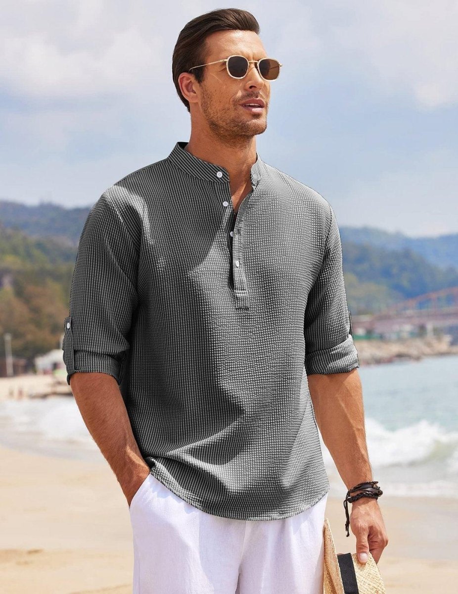 Exclusive Men's Casual Short Sleeve Shirts — Black — Size 2XL — Alternate View 19
