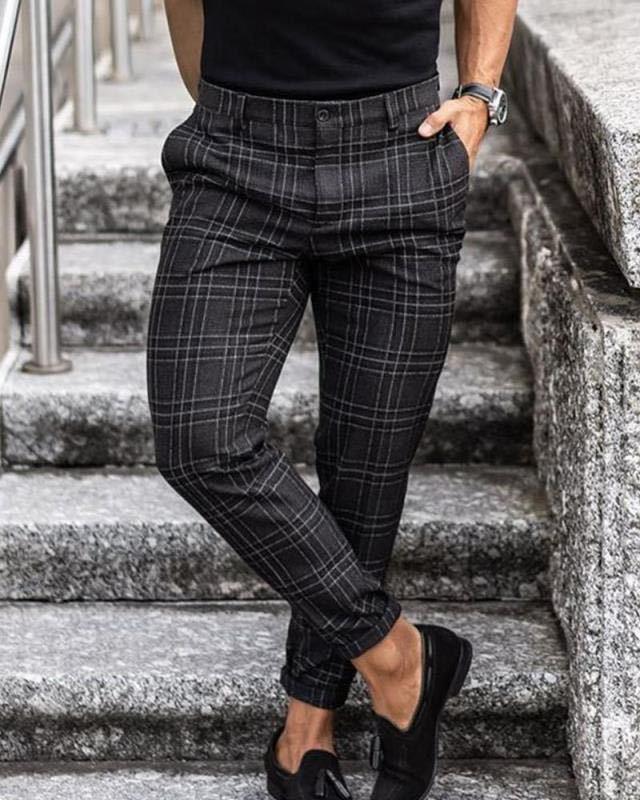 Exclusive Men's Loose Thin Casual Trousers — Black — Size 2XL — Front View