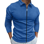 Exclusive Men's Clothing Waffle Style Zipped Lapel Jacket — Black — Size L — Side View