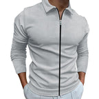 Exclusive Men's Clothing Waffle Style Zipped Lapel Jacket — Black — Size L — Top View