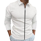 Exclusive Men's Clothing Waffle Style Zipped Lapel Jacket — Black — Size L — Lifestyle View