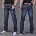 Exclusive Men's Denim Straight-Leg Pants — Blue — Size 28 — Front View