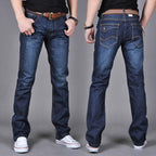 Exclusive Men's Denim Straight-Leg Pants — Blue — Size 28 — Lifestyle View