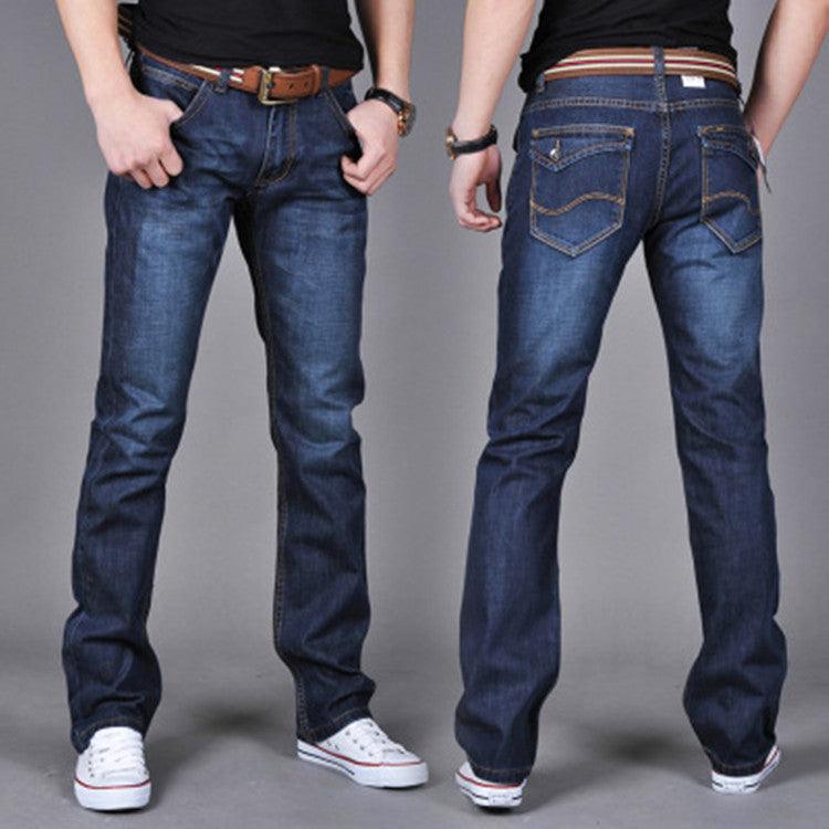 Exclusive Men's Denim Straight-Leg Pants — Blue — Size 28 — Lifestyle View