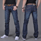 Exclusive Men's Denim Straight-Leg Pants — Blue — Size 28 — Side View