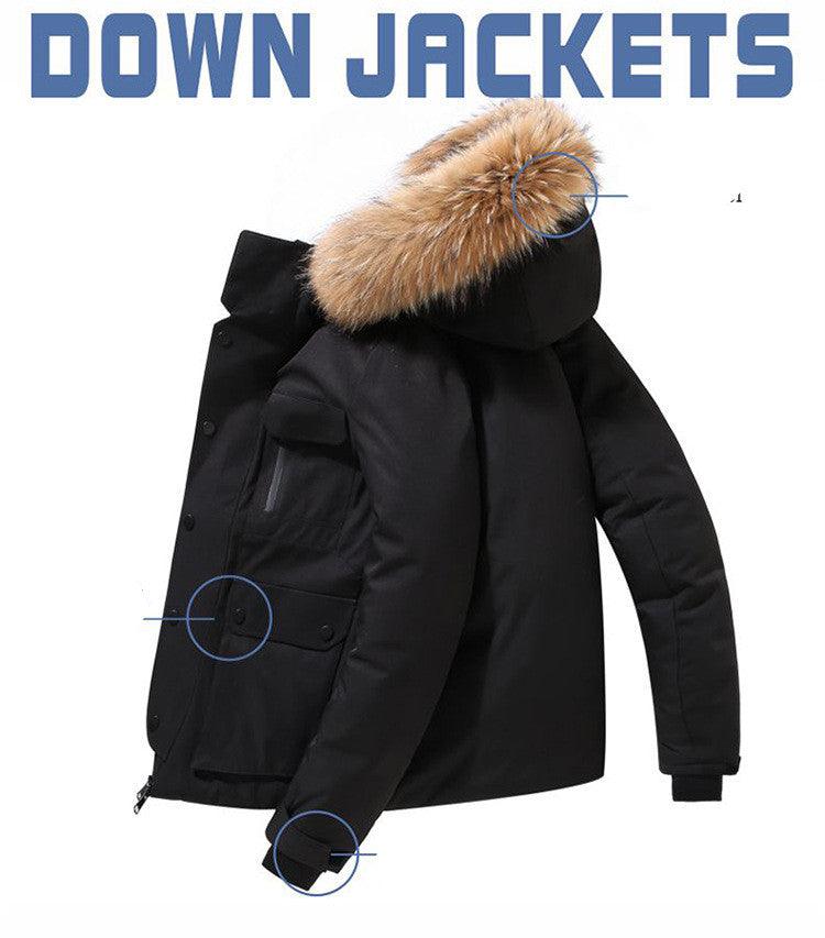 Exclusive Men's Hooded Down Jacket — Black — Size 3XL — Detail View