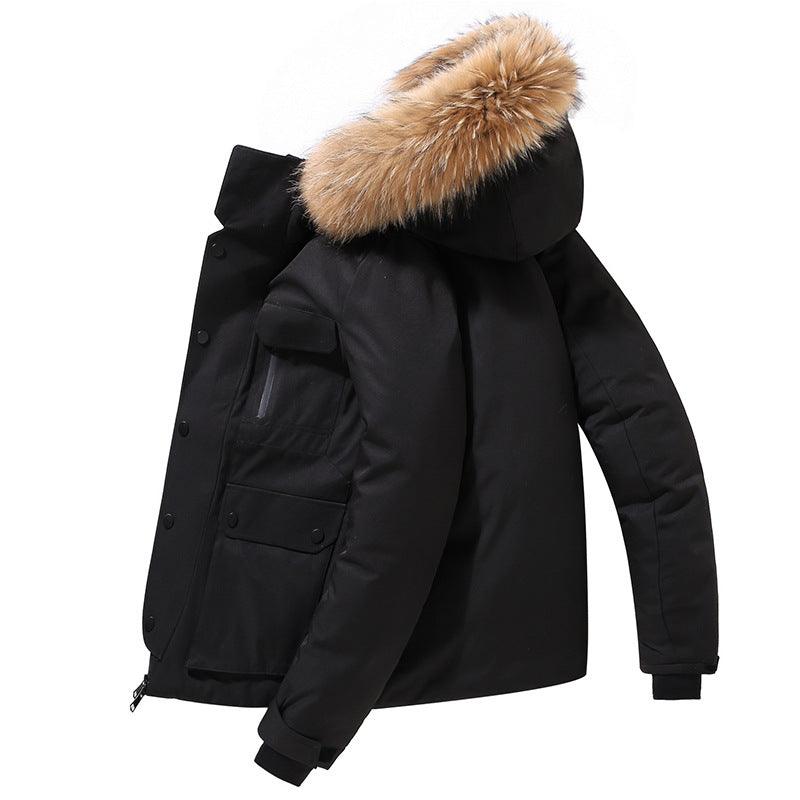 Exclusive Men's Hooded Down Jacket — Black — Size 3XL — Top View