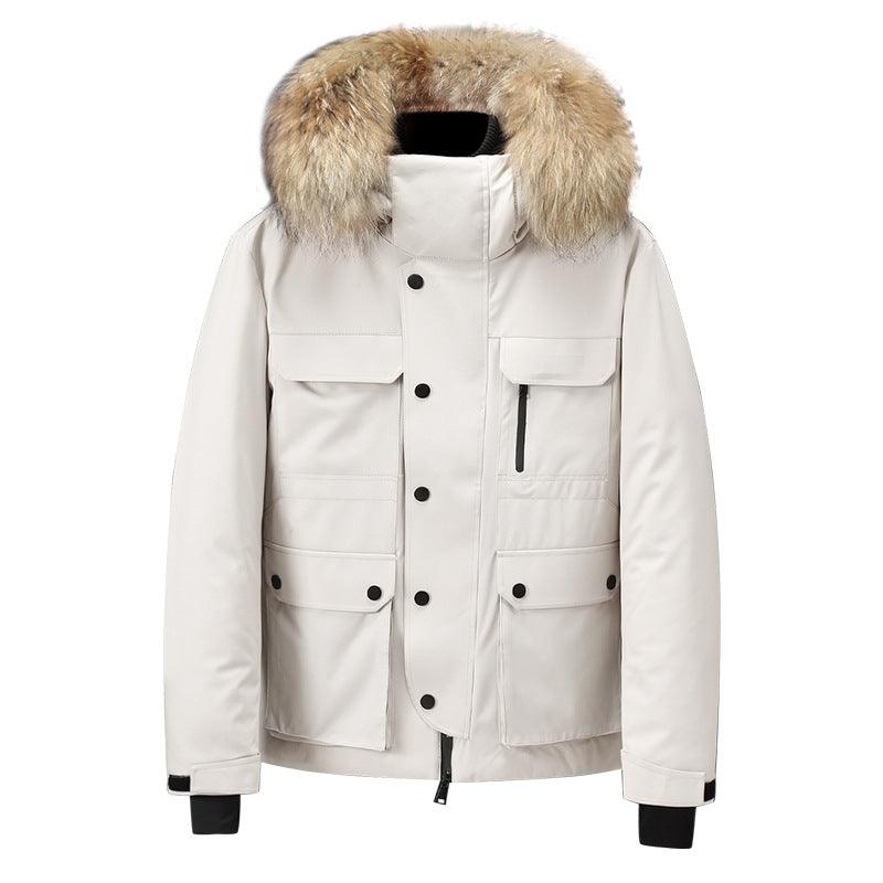 Exclusive Men's Hooded Down Jacket — Black — Size 3XL — Front View