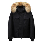 Exclusive Men's Hooded Down Jacket — Black — Size 3XL — Lifestyle View