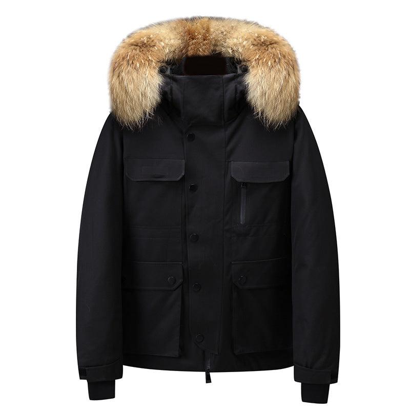 Exclusive Men's Hooded Down Jacket — Black — Size 3XL — Lifestyle View