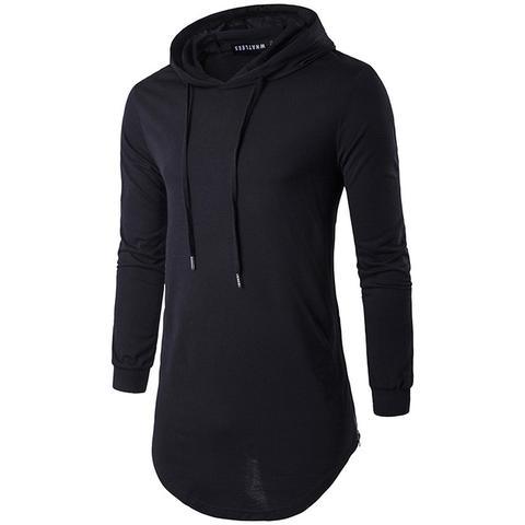 Exclusive Men's Hooded T-Shirt — Black — Size L — Side View