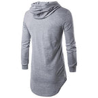 Exclusive Men's Hooded T-Shirt — Black — Size L — Top View