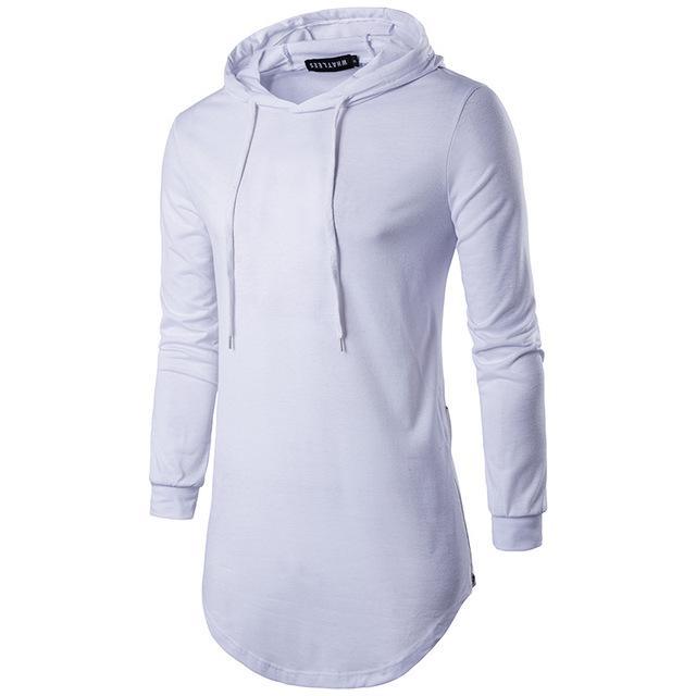 Exclusive Men's Hooded T-Shirt — Black — Size L — Front View