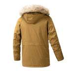 Exclusive Men's Hooded Warm Big Collar Coat — Army Green — Size 2XL — Top View