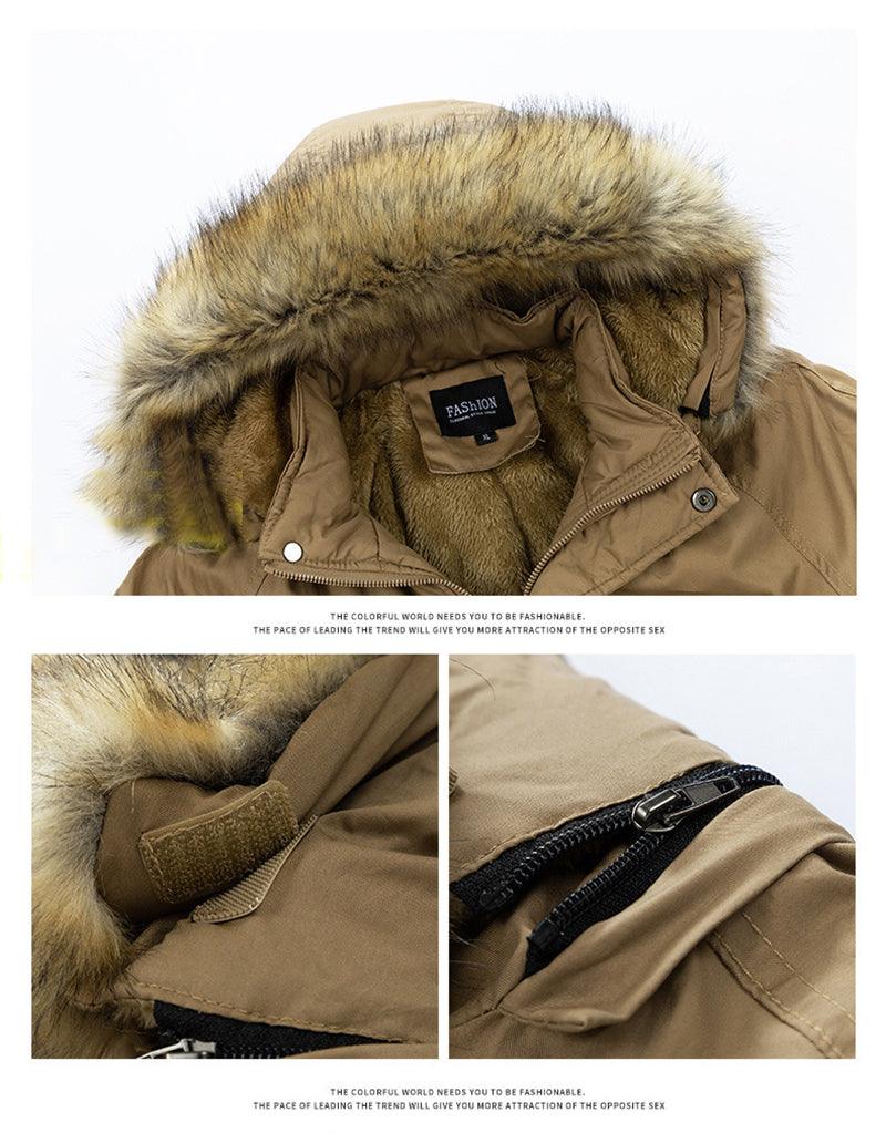 Exclusive Men's Hooded Warm Big Collar Coat — Army Green — Size 2XL — Alternate View 10