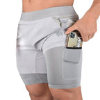 Exclusive Men's Jogging Running Sports 2-in-1 Shorts — Dark Grey — Size M — Front View