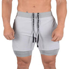 Exclusive Men's Jogging Running Sports 2-in-1 Shorts — Dark Grey — Size M — Detail View